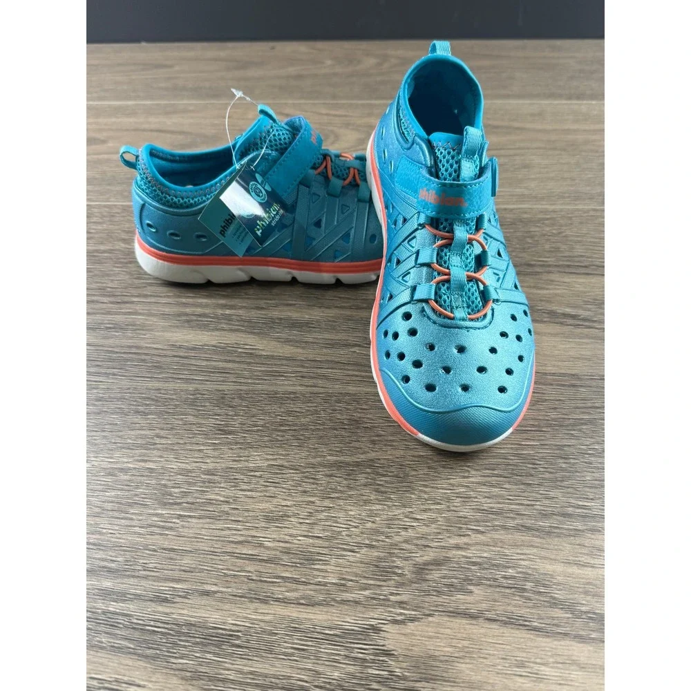Stride Rite Phibian Kids Teal Orange Water Shoes Sneaker Sandal Machine Washable